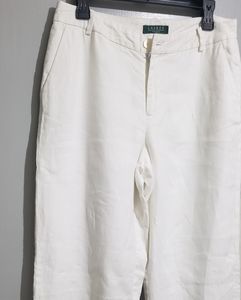 Lauren by Ralph Lauren White Linen Pants
